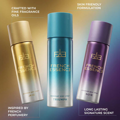 MINI Combo Pack of Jazz, Noir & Triumph Deodorant Spray for Men - 50ml Each (Pack of 3)