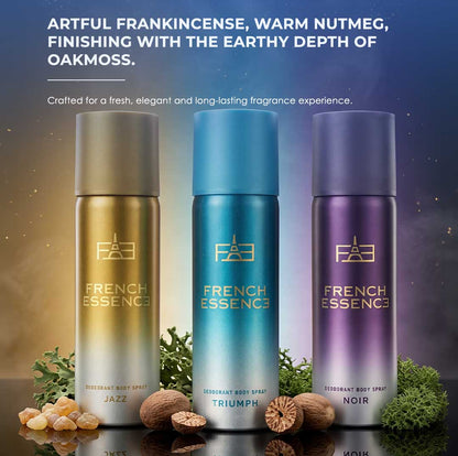 MINI Combo Pack of Jazz, Noir & Triumph Deodorant Spray for Men - 50ml Each (Pack of 3)