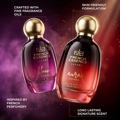 Bloom + Aura (30ml+60ml) Premium Perfume Set for Women (Pack of 2)
