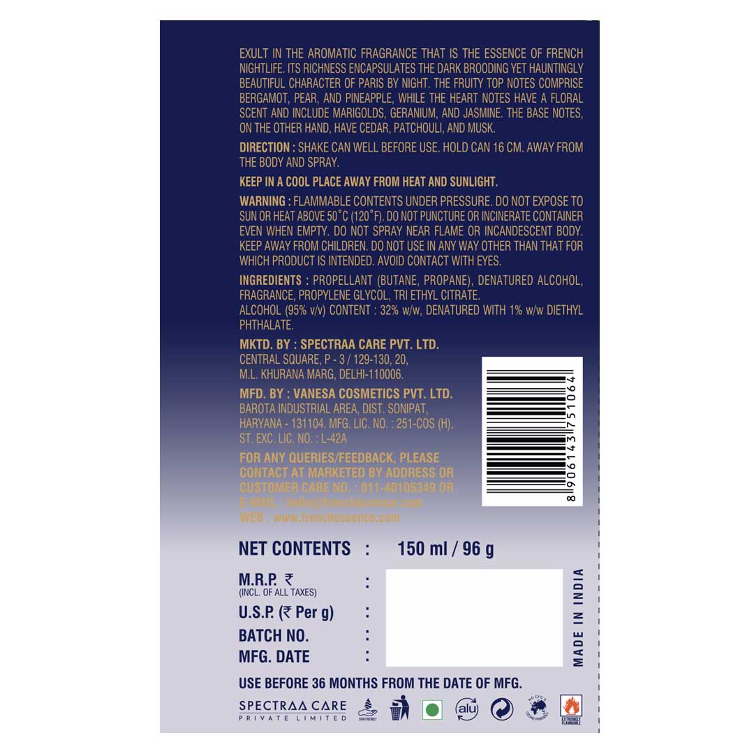 Noir Unisex Deodorant Body Spray - 150ml