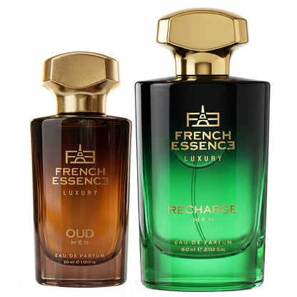 Oud + Recharge Premium Perfume Set for Men 60ml+30ml (Pack of 2)