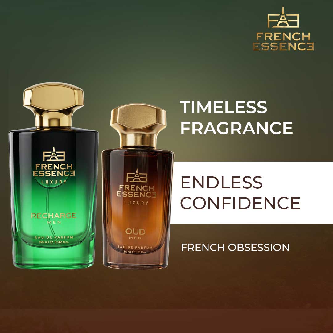 Oud + Recharge Premium Perfume Set for Men 60ml+30ml (Pack of 2)