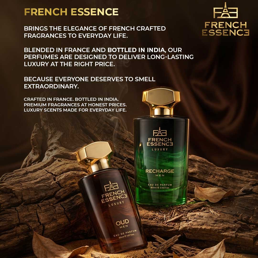 Oud + Recharge Premium Perfume Set for Men 60ml+30ml (Pack of 2)