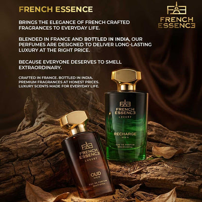 Oud + Recharge Premium Perfume Set for Men 60ml+30ml (Pack of 2)