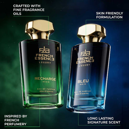 Recharge & Bleu Men's Perfume Combo Pack 60ml+60ml (Pack of 2)