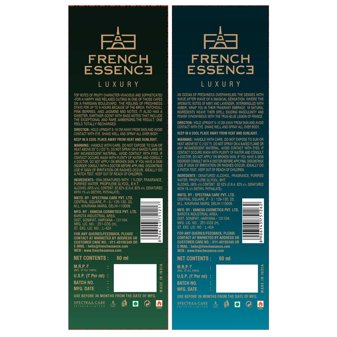 Recharge & Bleu Men's Perfume Combo Pack 60ml+60ml (Pack of 2)