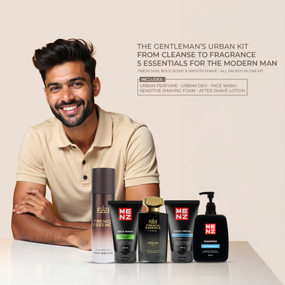Men’s Urban Grooming Kit – Perfume, Deo, Skincare & Shaving Combo (5 in 1)